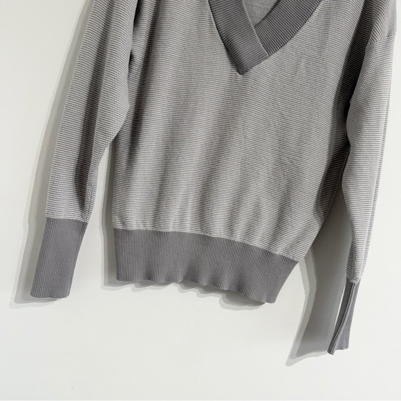 Varley Gower Sweater oversized v-neck light grey knit long sleeve cotton - Picture 5 of 11